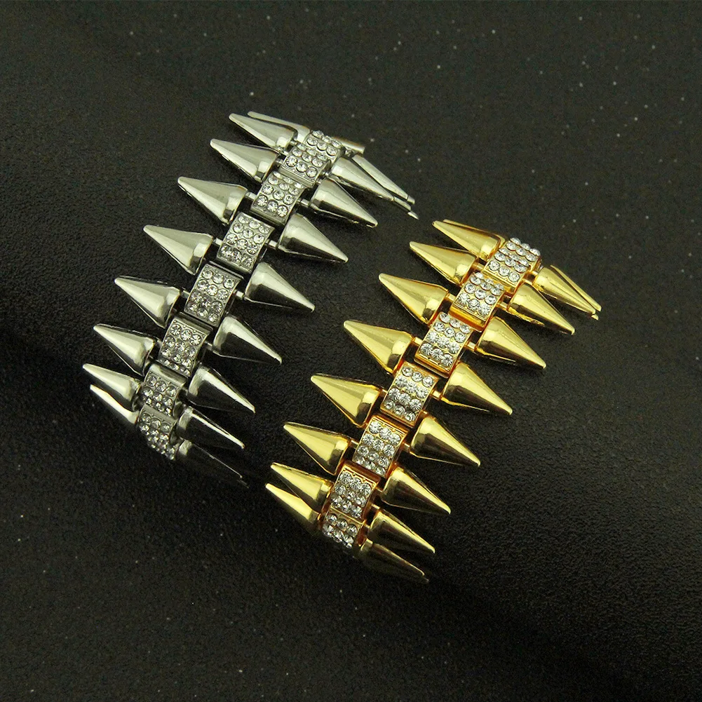 

Hip Hop Full Rock Sawtooth Bracelet Bling Iced Out Pave Men's Bracelet Miami Cuban Link Chain Bracelets for Men Jewelry