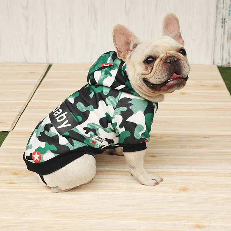 Модная зимняя одежда для собак пальто куртка камуфляжное французского бульдога