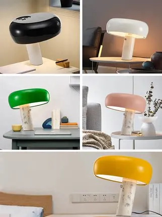 

Modern Snoopy Marble Base Metal Shade Mushroom Model Touch Sensor Table Lamp EU Plug in Type for Bedroom Bedside Decorative Lamp