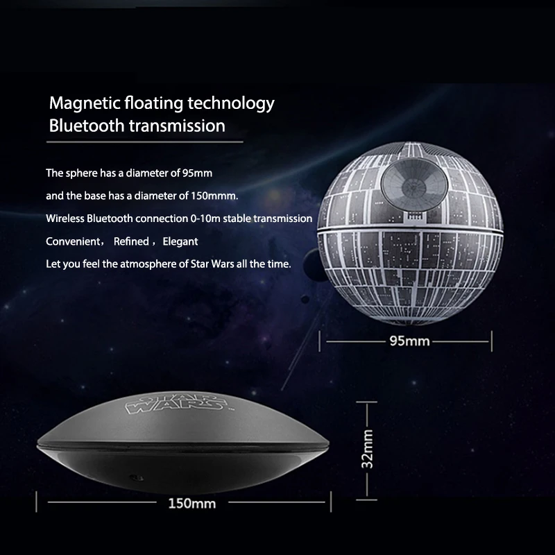 Новая версия Звездные войны, Звезда смерти maglev bluetooth беспроводной стерео вращающийся 360 градусов Maglev Bluetooth колонки