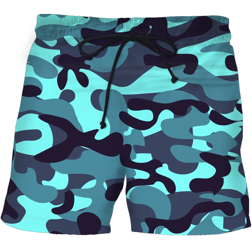 

2021 summer men's board beach shorts 3D printing camouflage fashion men's retro sports surf beach pants