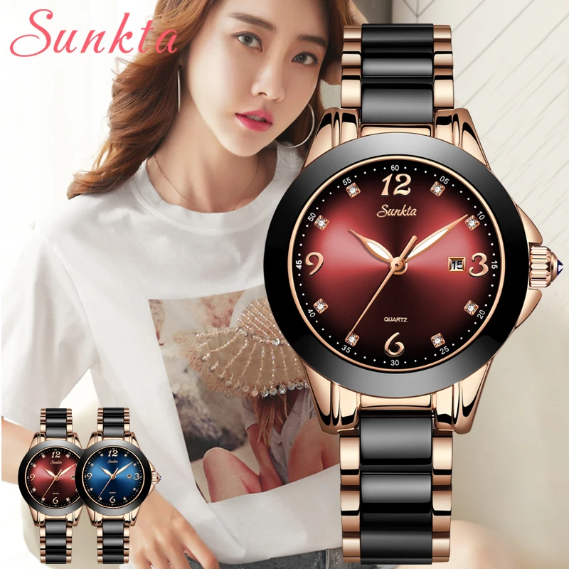 SUNKTA 2021 New Rose Gold Watch Women Quartz Watches Ladies Top Brand Luxury Female Wrist Watch Girl Clock Relogio Feminino+Box enlarge