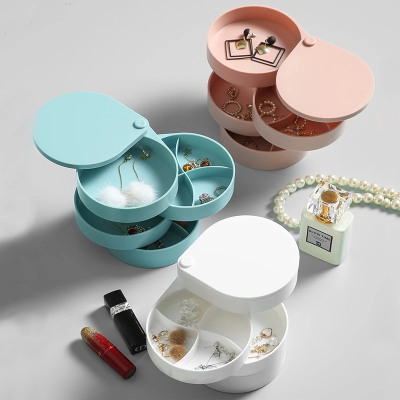 Вращающаяся шкатулка для хранения ювелирных изделий органайзер макияжа
