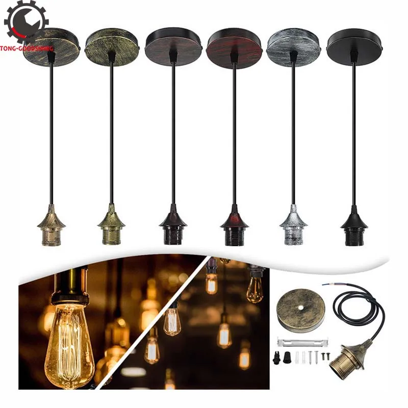 

Edison Retro Pendant Lamp Holder 1m Fabric e27 light socket патрон e27 lamp holder douille e27 lamp base bulb holder soquete