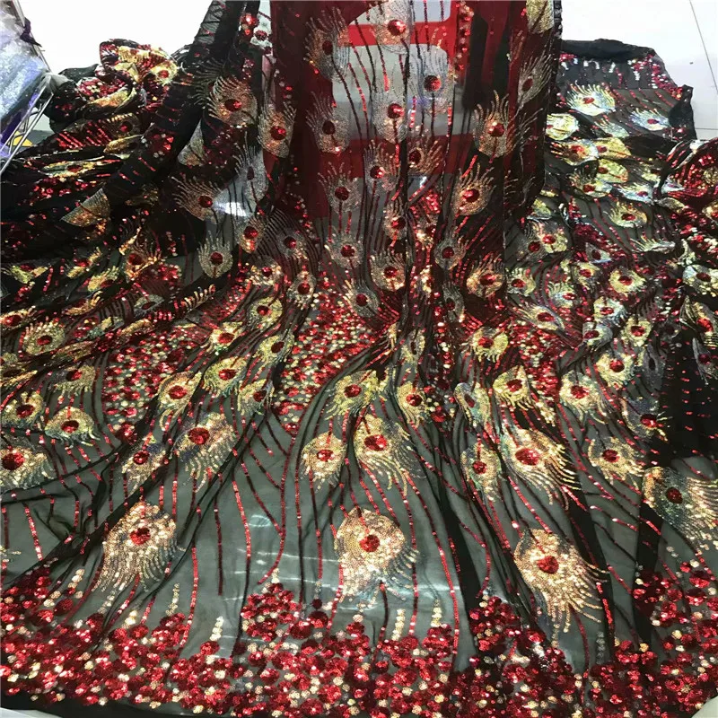Вино двойные блестки мягкие нигерийские кружева с блестками ткань Дубай вышитые