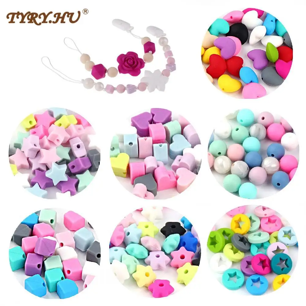 

TYRY.HU 20PCS/lot Silicone Beads DIY Pacifier Chain Teething Beads Baby Silicone Teether Chewing Teether Care Tooth BPA Free