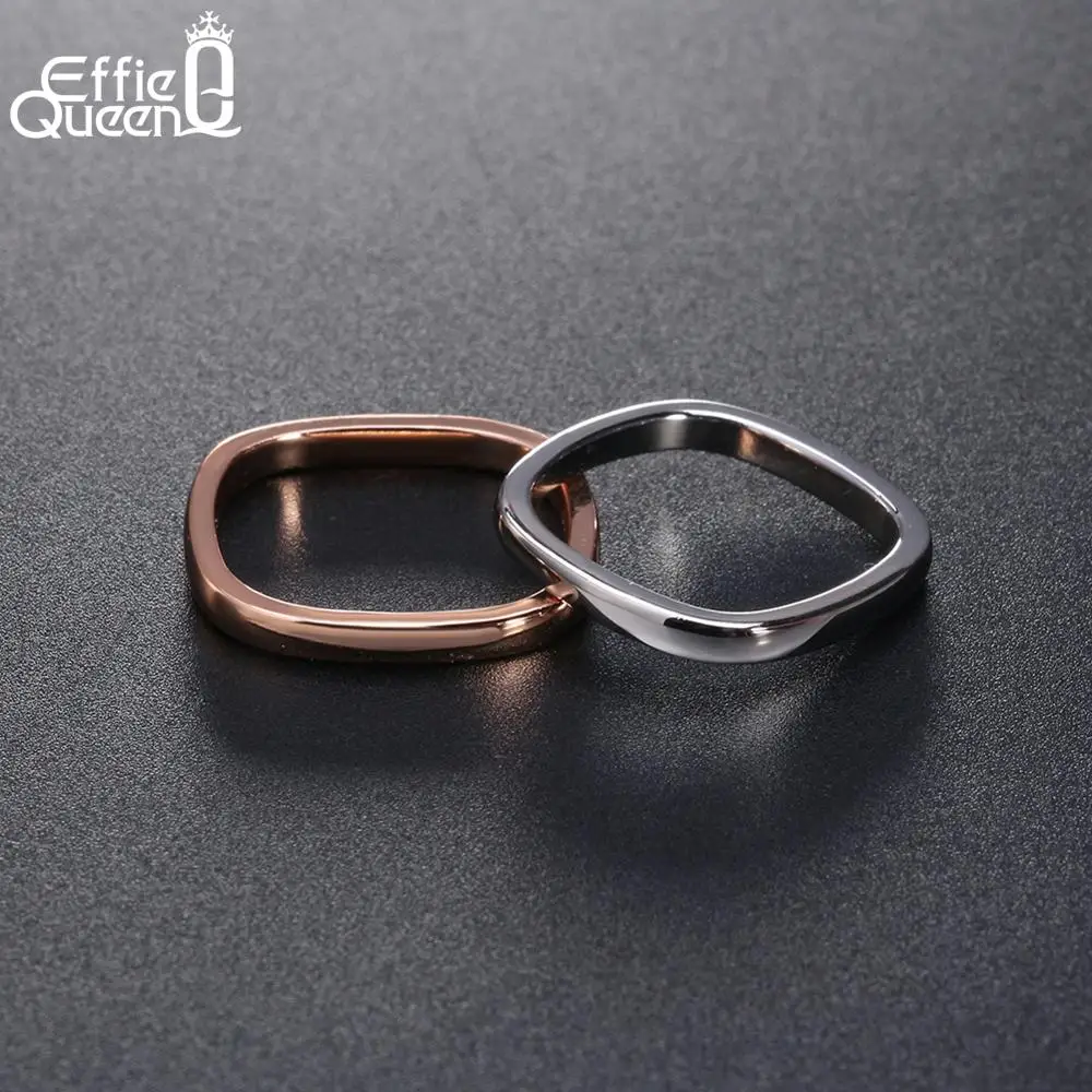 Effie queen, кольца из стерлингового серебра S925 пробы для женщин, простой квадратный дизайн, обручальное кольцо на палец для женщин, модное ювелирное изделие TSR49