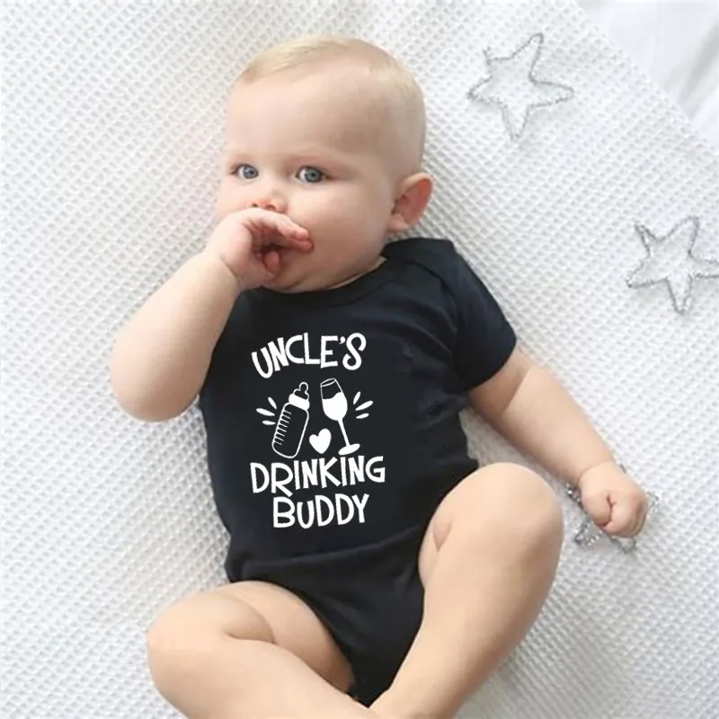 

Uncle's Drinking Buddy Baby Bodysuit Onesie Funny Cotton Short Sleeve Uncle Shower Gift Infant Newborn Rompers Body Baby Clothes