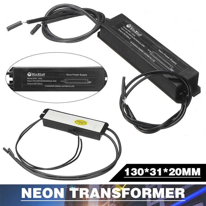 

Neon Light Sign Electronic Transformer Power Supply HB-C02TE 3KV 30mA 5-25W Fit For Any Sizes Of Glass Neon Light Sign Rectifier