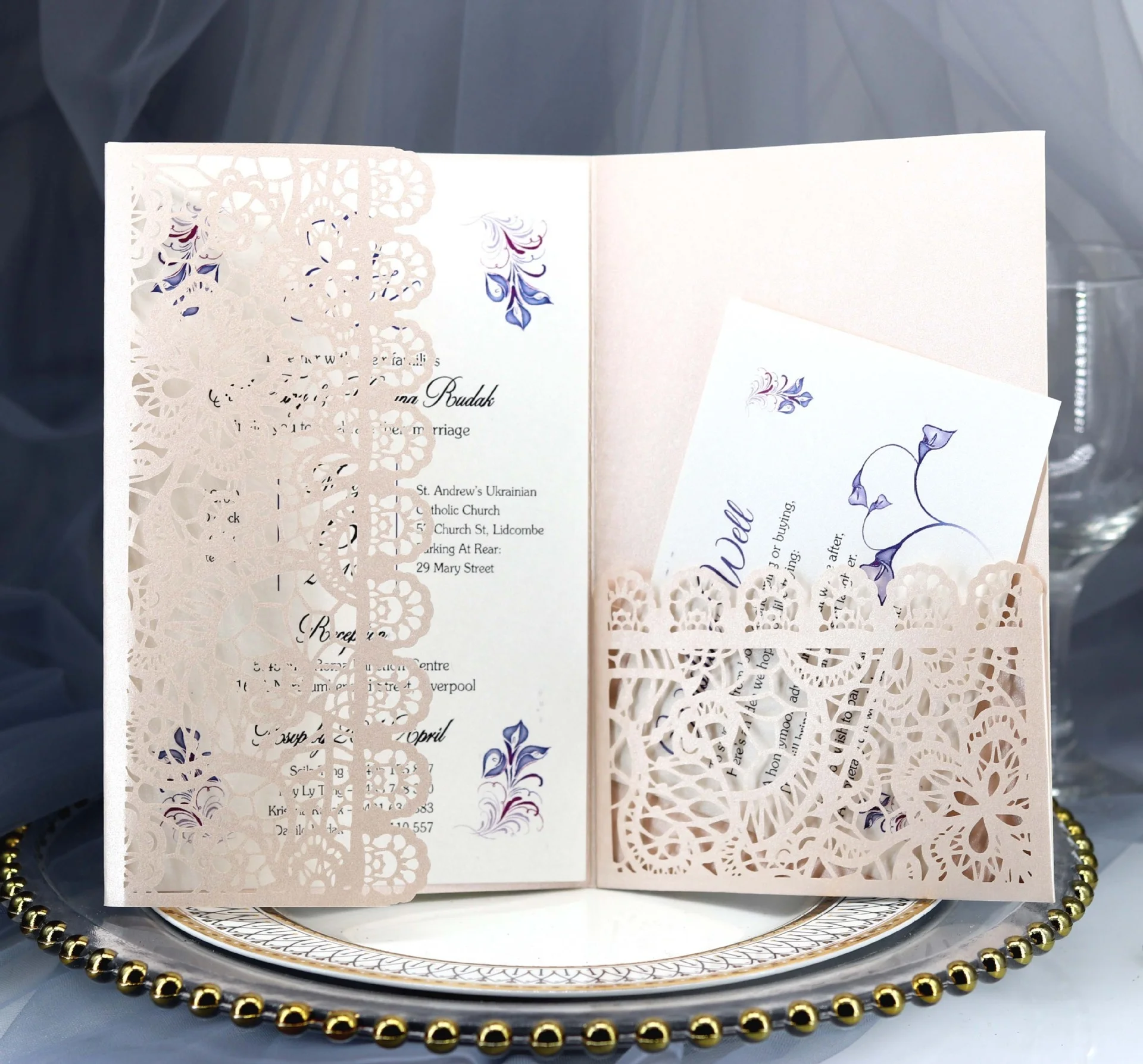10pcs Laser Cut Wedding Invitation Lace Greeting Card Customization And RSVP Ribbon Party Supplies | Дом и сад