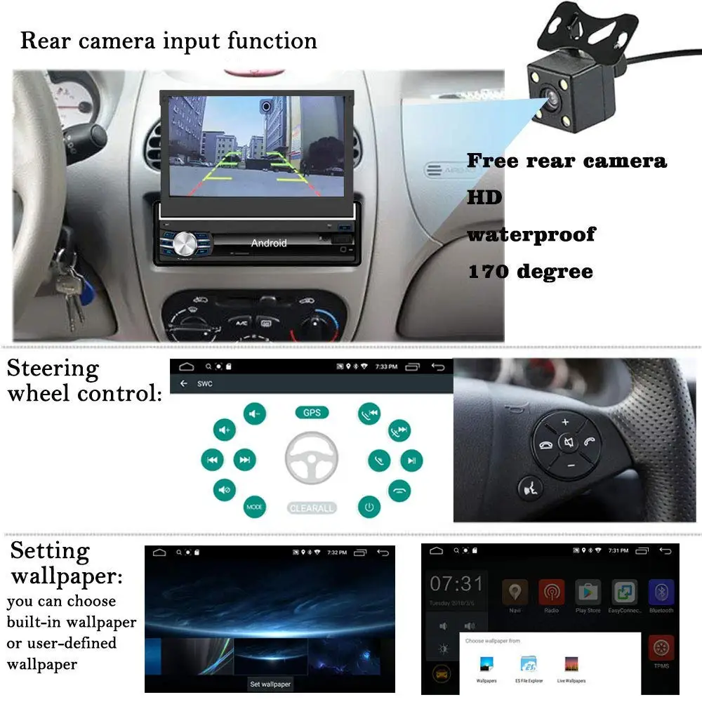 Универсальный автомобильный радиоприемник 1Din ОЗУ 2 Гб Android 9 0 сенсорный экран 1080P