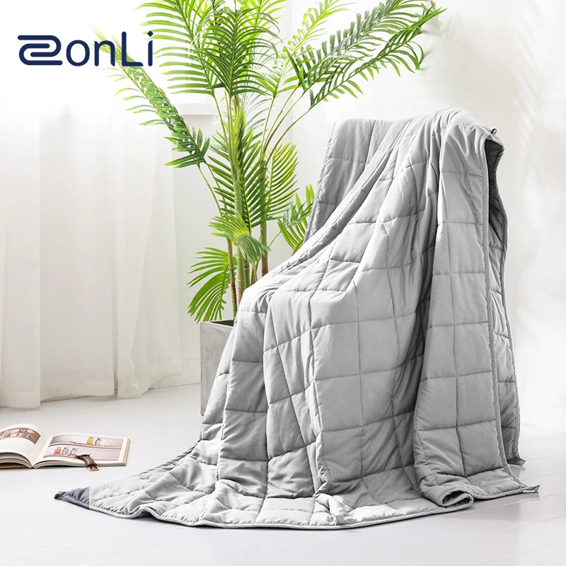 

ZonLi Plaid Weighted Blanket with Glass Beads Reduce Anxiety for Bed Sofa Cotton Comfortable Heavy Thick Sleep Throw Blankets