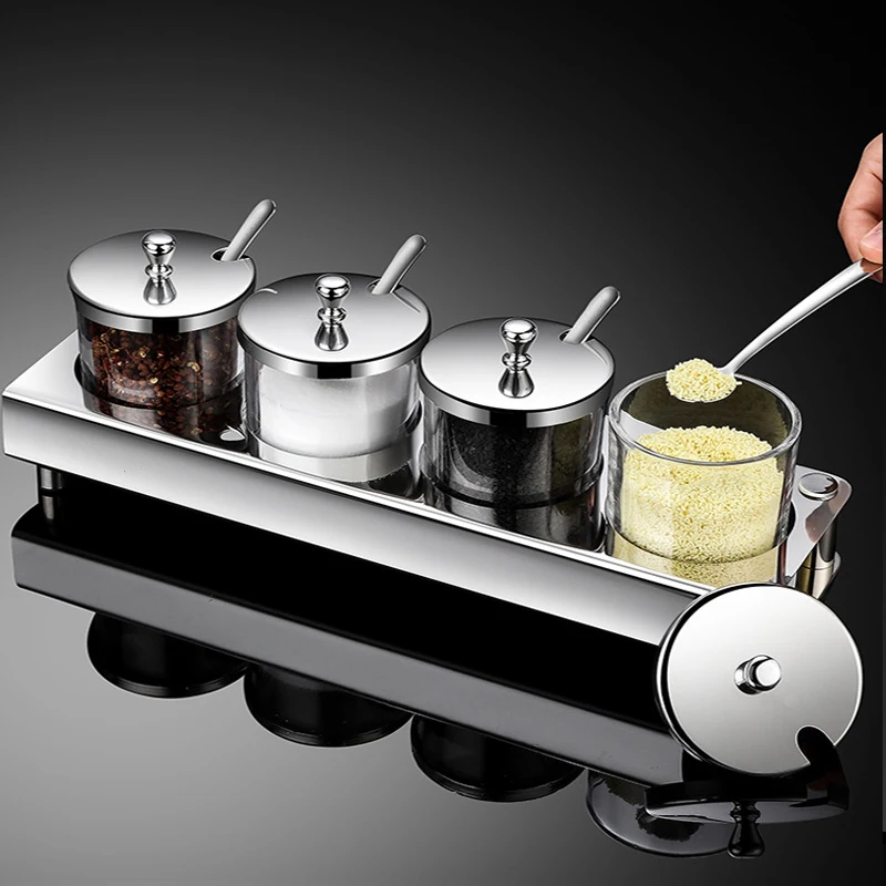 

4/3/2Pcs Seasoning Box Kitchen Combination Chili Monosodium Glutamate Seasoning Jar Seasoning Jar (304 Stainless Steel)