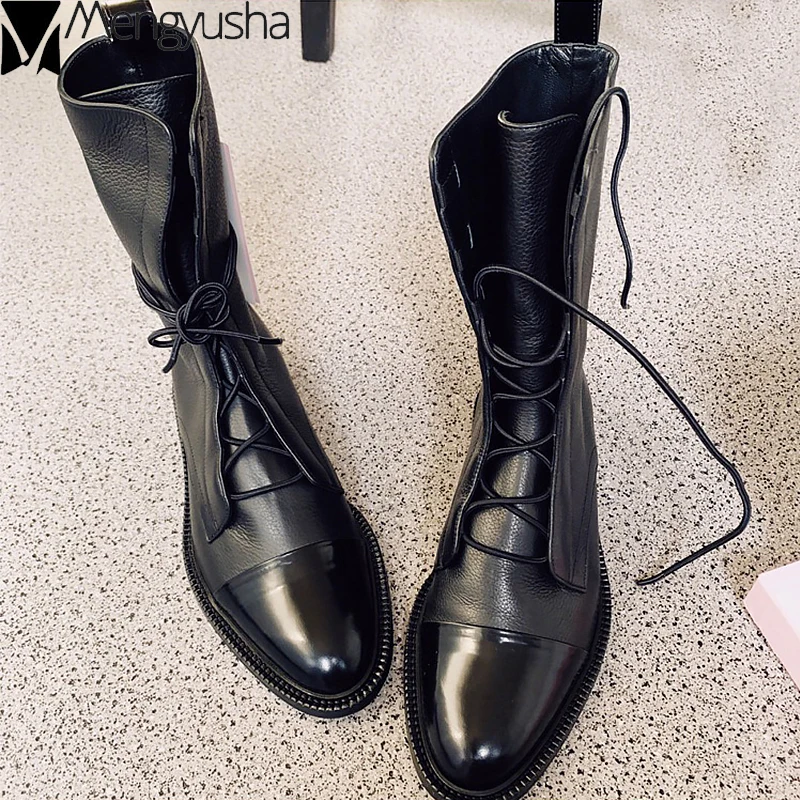 Женские ботинки в стиле панк мотоциклетные до середины икры с острым носком и