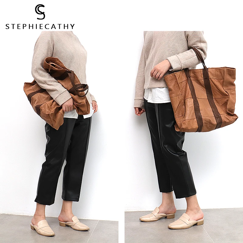 SC большая сумка-тоут из натуральной кожи для женщин винтажные кожаные сумки в