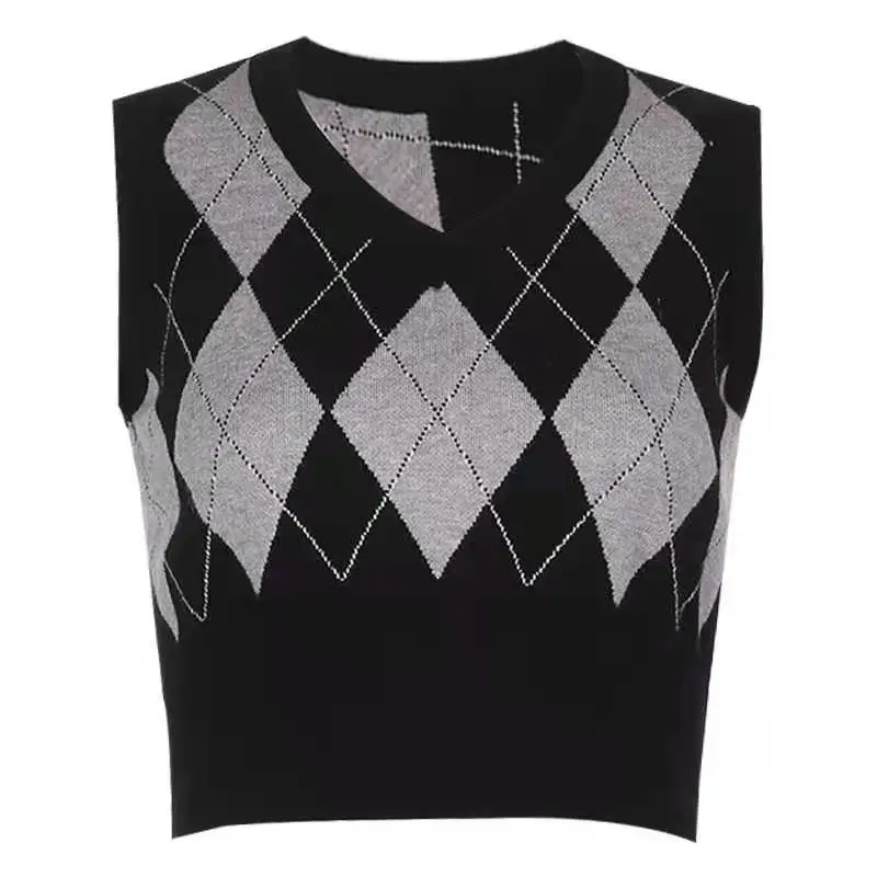 Модный женский жилет JMPRS с узором ромбиками свитер пуловер в стиле Харадзюку