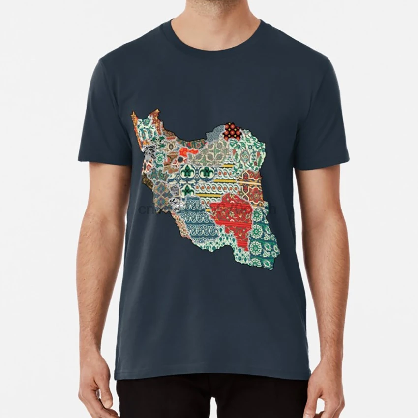 Карта Ирана с иранский PatternsDesignsMotifs футболка ковер картой конструкции мотивами