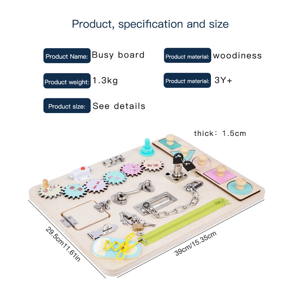 

Wooden Busy Board Zipper Buckle Dressing Life Skill Montessori Learning Travel Airplane Activity Toys for Toddlers 1 2 Ages Gift