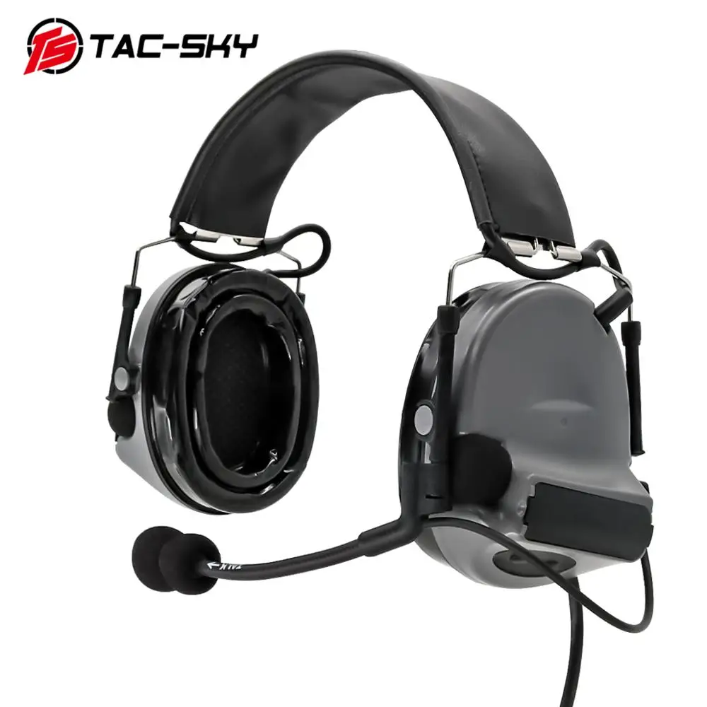 TAC-SKY tactical headphones COMTAC II silicone earmuffs hunting headset tactical noise reduction pickup shooting headphones gray