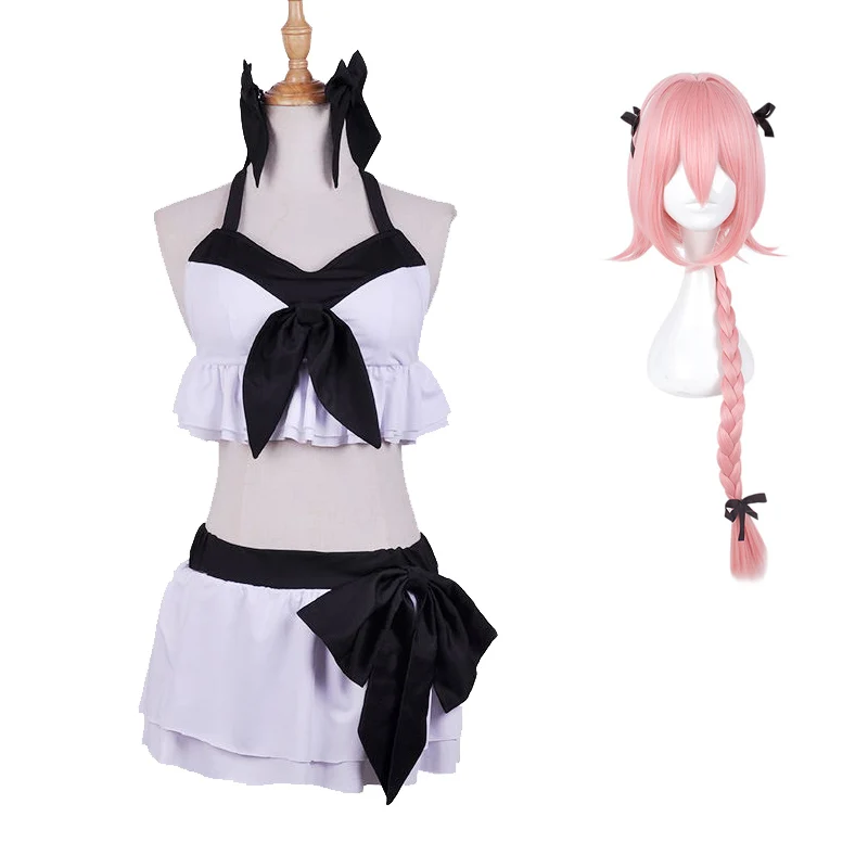 C as picture show Аниме FGO Fate Grand Order Apocrypha Astolfo Asutorufo бикини купальник Sukumizu топы и юбки набор Косплей Костюм парик - Цвет: C as picture show