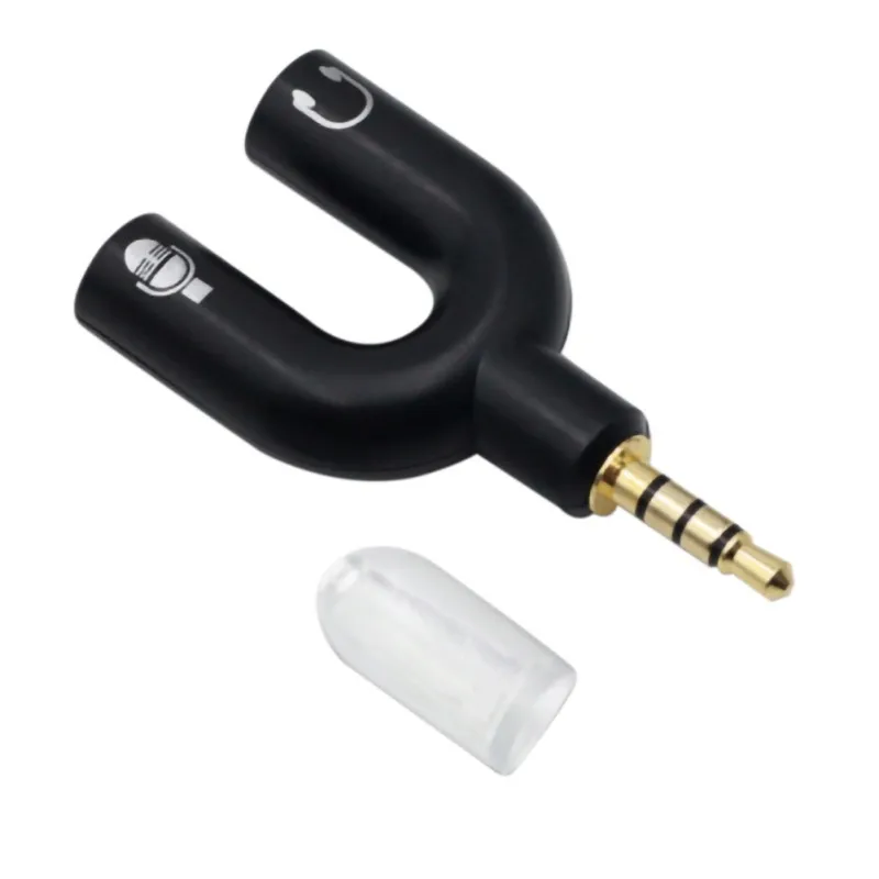 Позолоченные разъемы 3 5 мм аудио адаптер u образный двойной разъем наушник