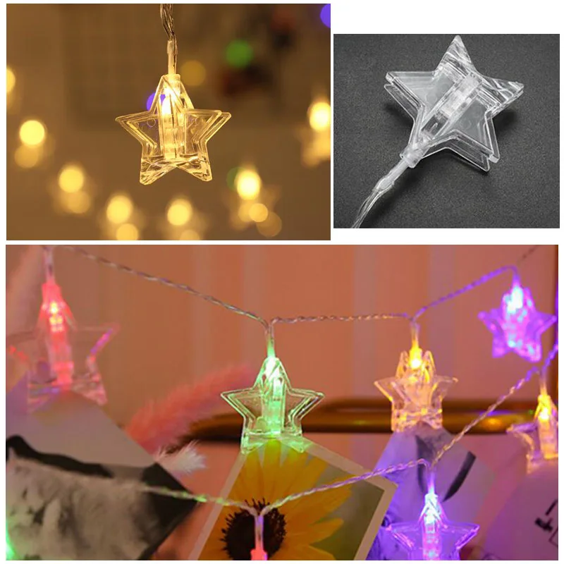 Светодиодная Праздничная гирлянда с зажимом для фотосъемки Декоративная на