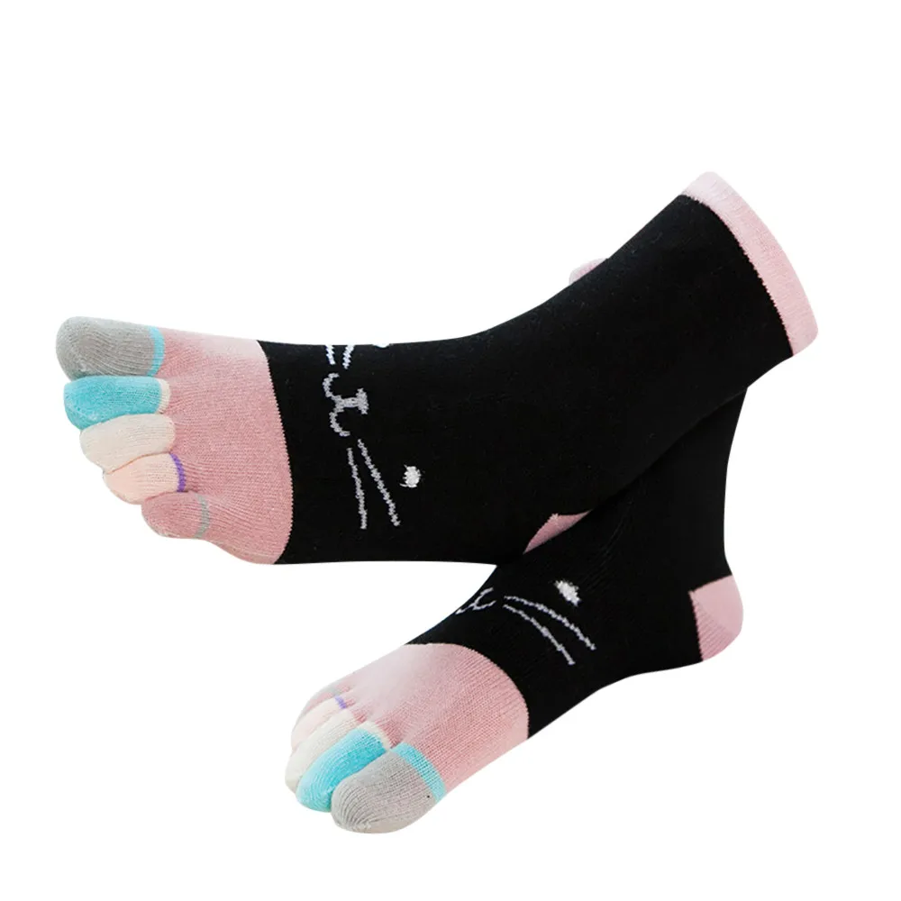 Чулки Для женщин цветные детские носки в стиле пэчворк Носки с Five Finger милые