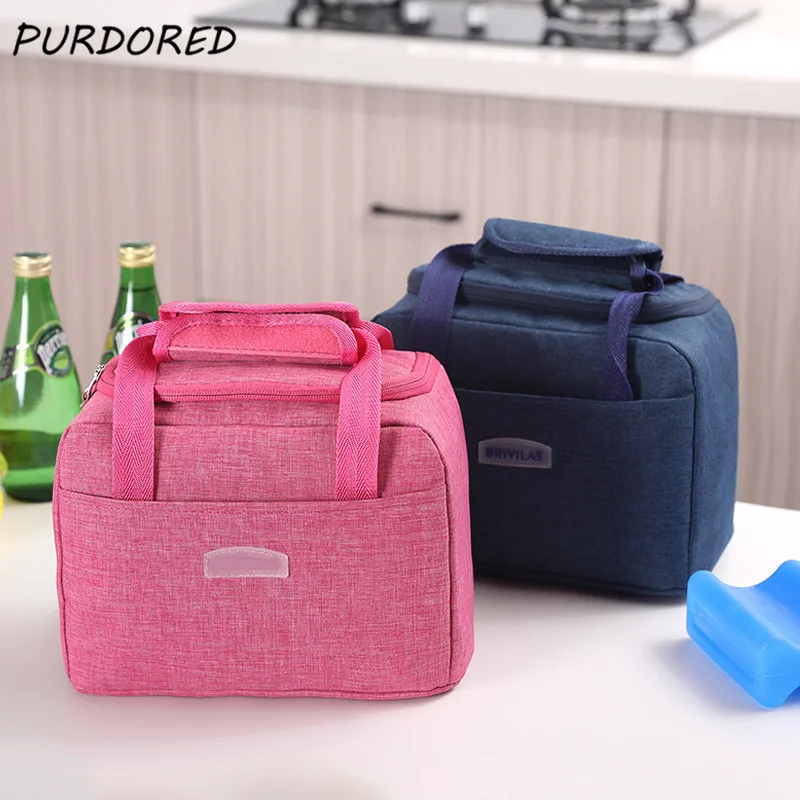 

PURDORED 1 Pc Portable Large Lunch Bag Waterproof Food Picnic Lunch Box Bag Insulated Women Cooler Bags Fresh Bento Food Pouch