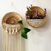 nordic handwoven dried flower basket decoration wall pendant decoration creative indoor living room tapestry