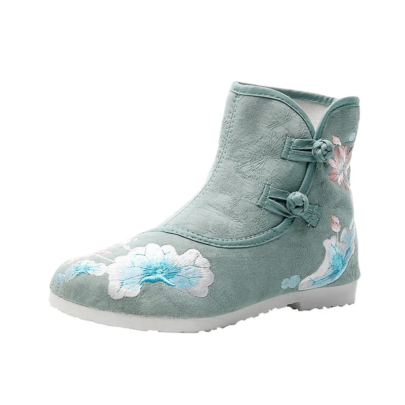 

Autumn fashion shoes women's Hanfu shoes flat bottomed wear Hanfu shoes with embroidered shoes women's short boots CN(Origin)