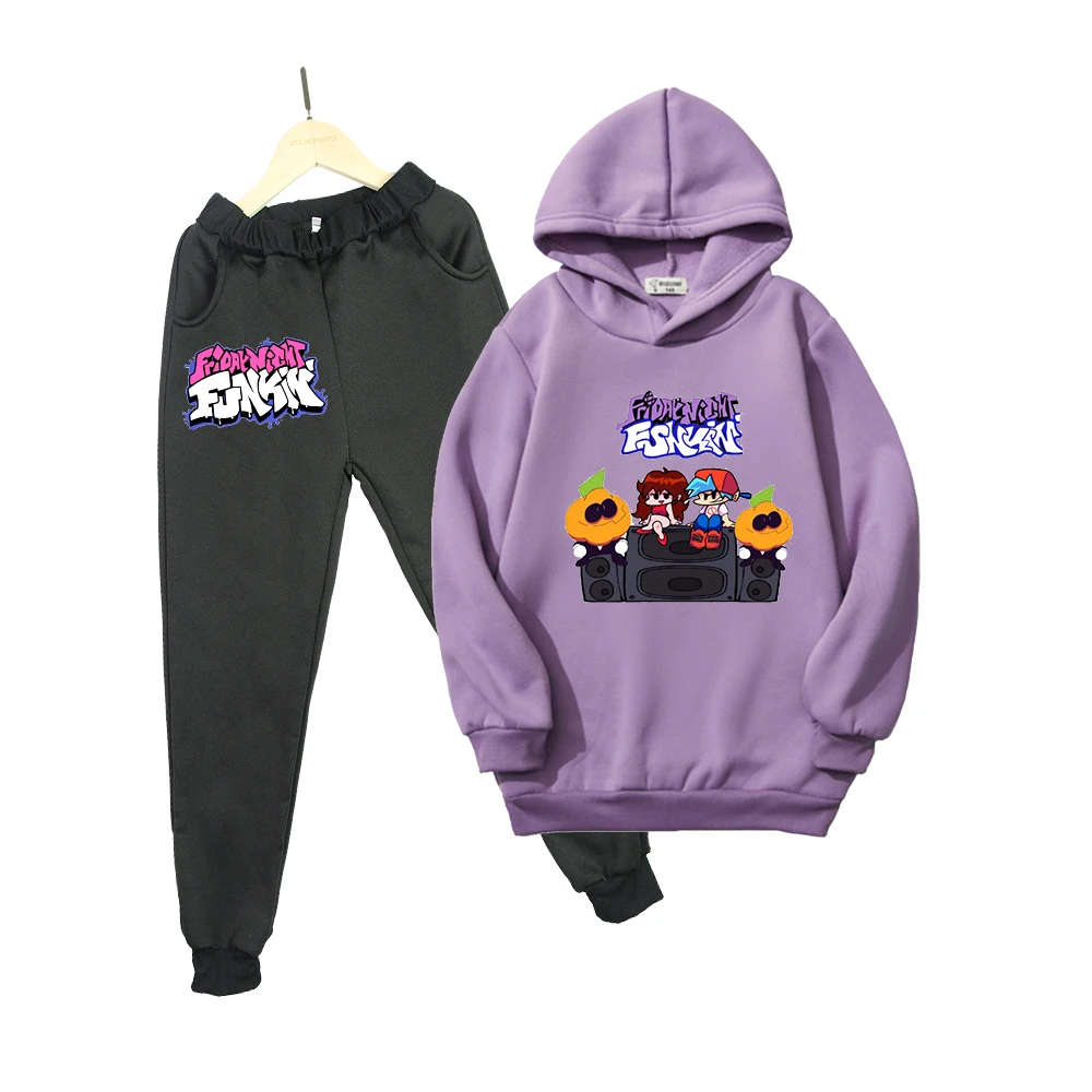 Kid Clothes Suit Friday Night Funkin Hoodie Boy Harajuku Children Set Game Anime Loose Pullover Hoody+Pants 2pcs Girl Sweatshirt