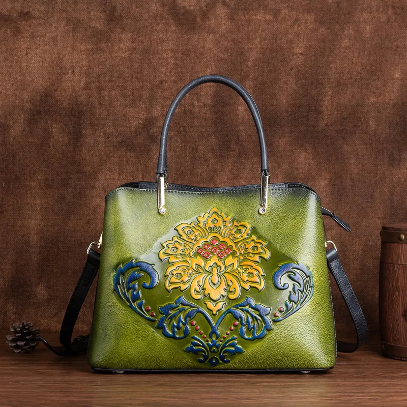 floral women handbag genuine leather bag 2021 new luxury handbags women bags designer real leather bag chinese style handbag