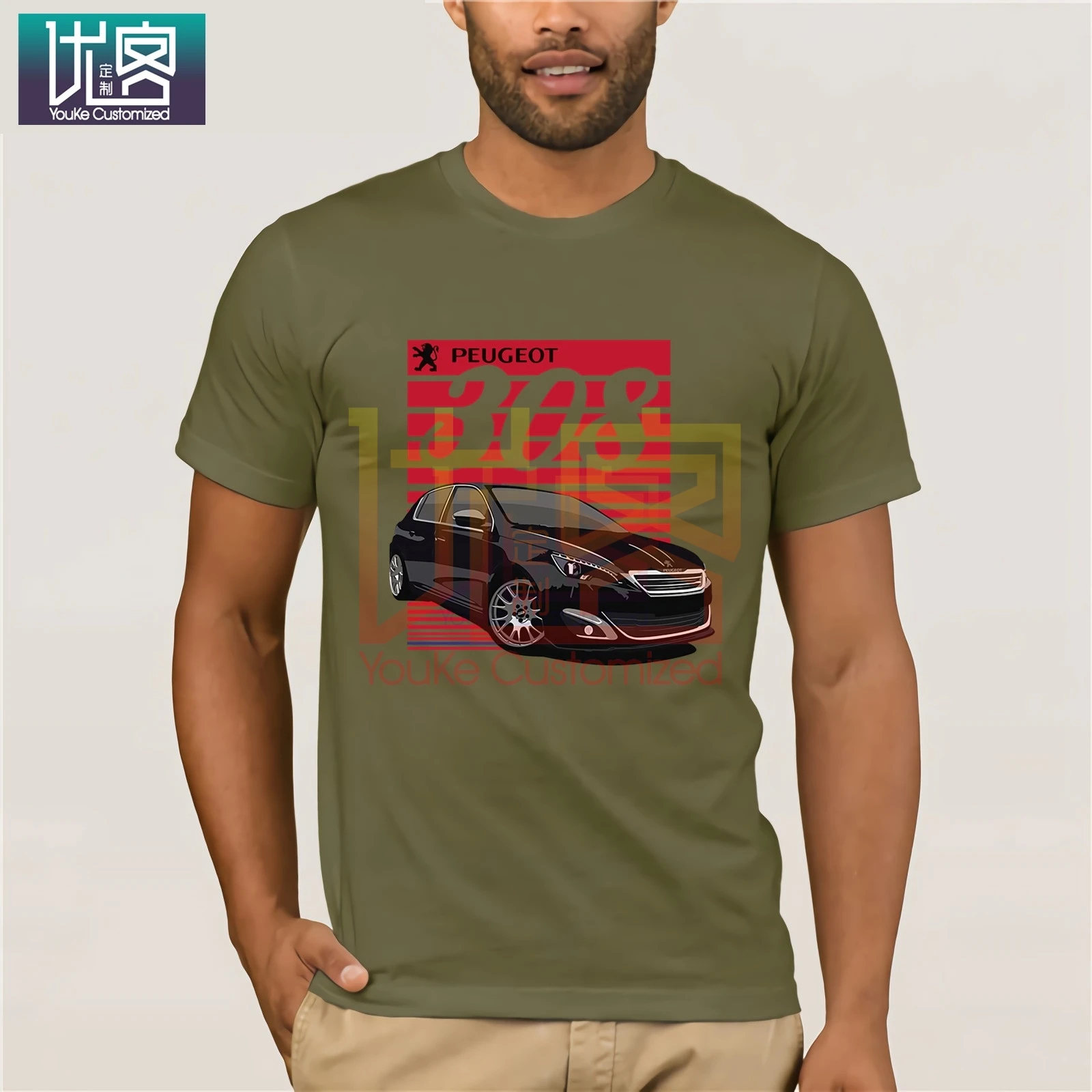2020 New Summer Men France Classic Legend Car Peugeot 308 T-shirt Hot Sale Tee Shirt Tops Tees Cotton O Neck T-Shirt |