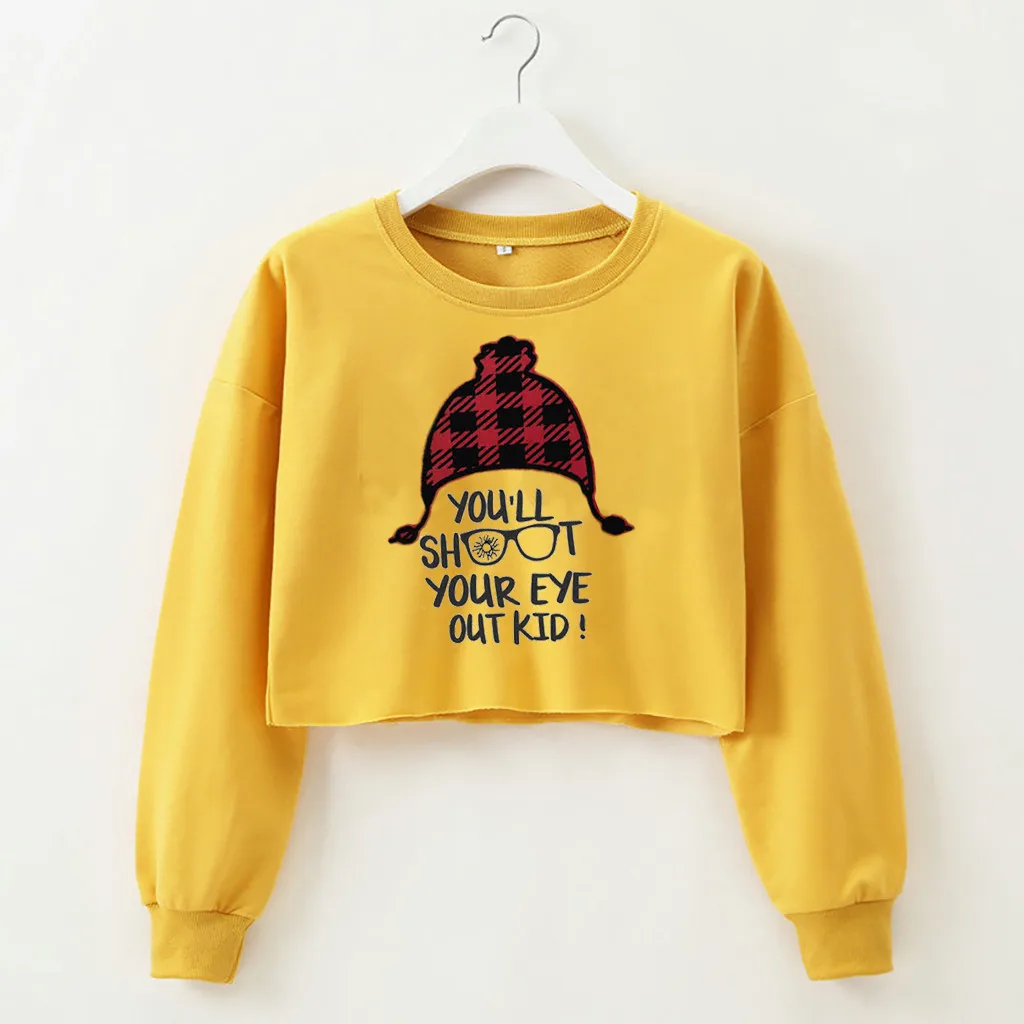 Women Long Sleeve Sweatshirt Letter Print Tops Fashion Women's Autumn Pullover Hooded Simple Short Blouse толстовка худи |