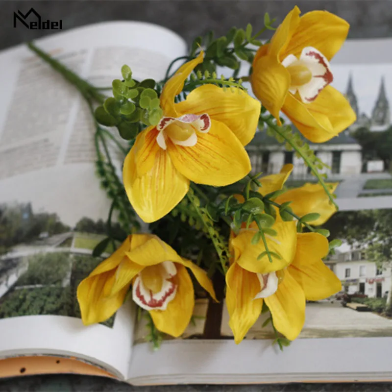 Мелдель Орхидея цветы из шелка белые розовые Искусственные на день рождения