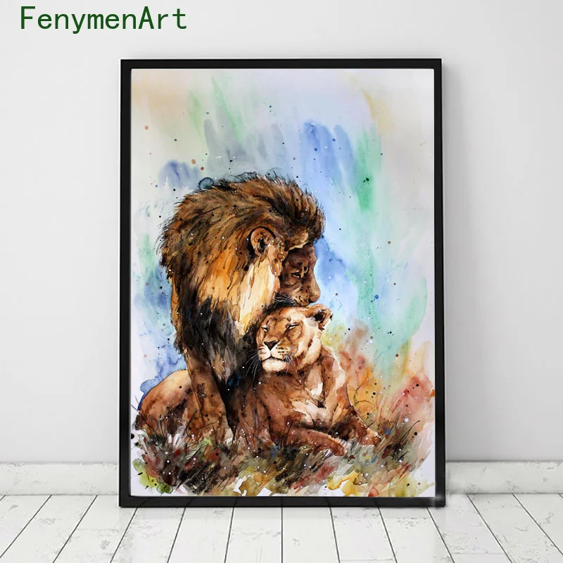 

Watercolor Lions Posters And Prints Nordic Animal Wall Art Paintings Modern Decorative Pictures For Living Room Bedroom Home