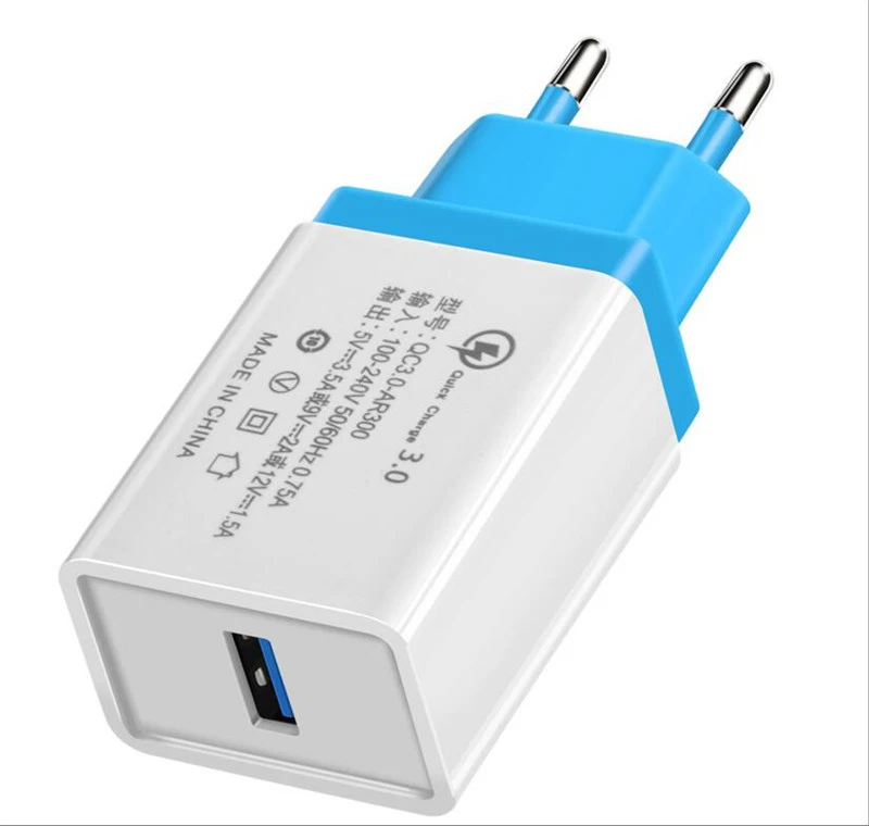 Универсальное USB зарядное устройство QC3.0 5 В/3.5A быстрое зарядное устройство портативное настенное зарядное устройство адаптер EU US разъем для Android IOS смартфон - Тип штекера: Light Blue