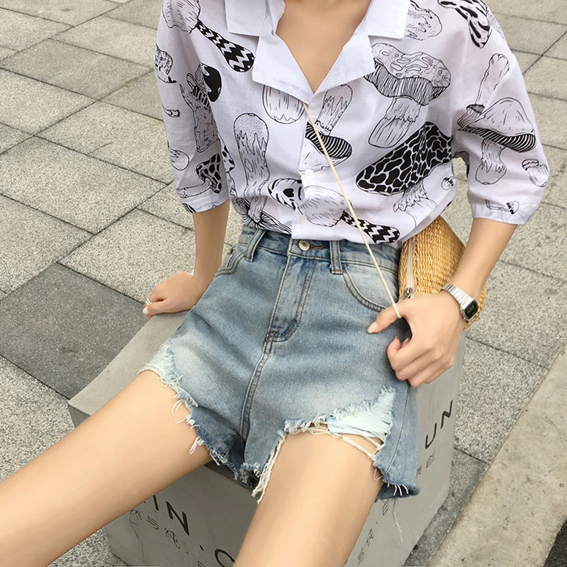 

Fashion Summer Denim Womens Shorts Sexy Ripped Jeans Shorts Fringe High Waisted Shorts For Women Cool Hole Short Jeans KZ329