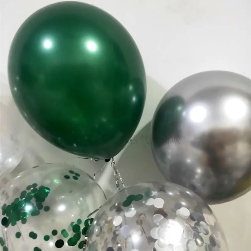 10 шт. дюймов Смешанные темно-зеленого и белого цветов латексные шары летняя