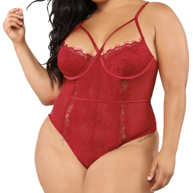 red bodysuit Comeonlover, кружевной комбинезон, сшитый, размера плюс, Женское боди, Mujer, с вырезами, прозрачный, Цветочный, сексуальный, без рукавов, RI80875 - Цвет: red bodysuit