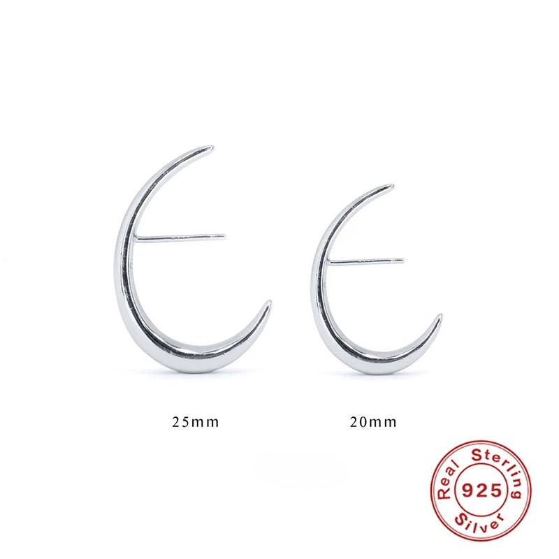 

BOAKO 925 Sterling Silver C Shaped Glossy Stud Earrings For Women Piercing Earring Earings Fashion Jewelry Boucle Oreille Femme
