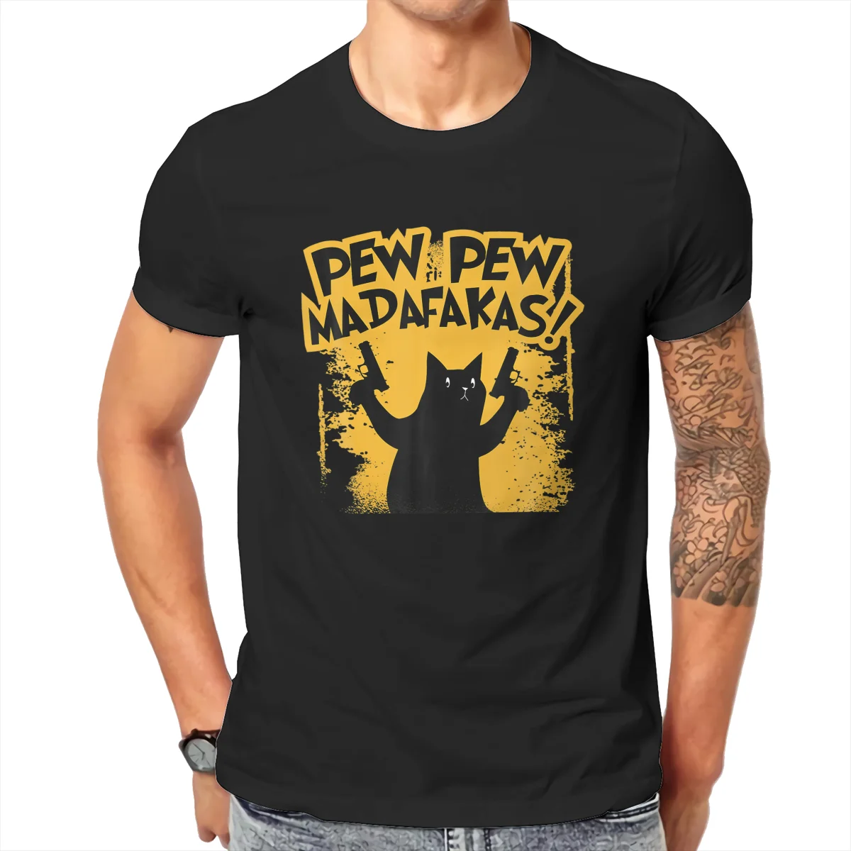 

WESTCREEK Pew Pew Madafakas Cats Gamer Fashion Couples High Street style Couples Matching Tshirts 164564