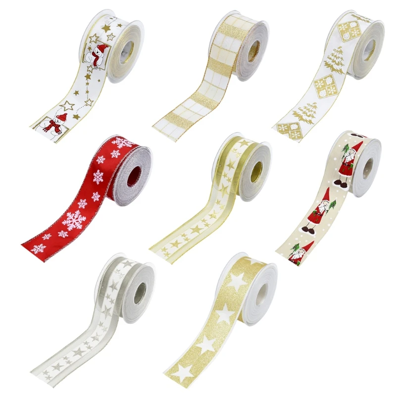 

Новогодние корсажные ленты из полиэстера с принтом, декоративные ленты «сделай сам» для упаковки вечерние, материалы для украшения, двухпр...