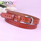 Женский ремень Zency, из 100% натуральной кожи, высокое качество, с пряжкой, модный декоративный джинсовый ремень, черный, белый, кофейный