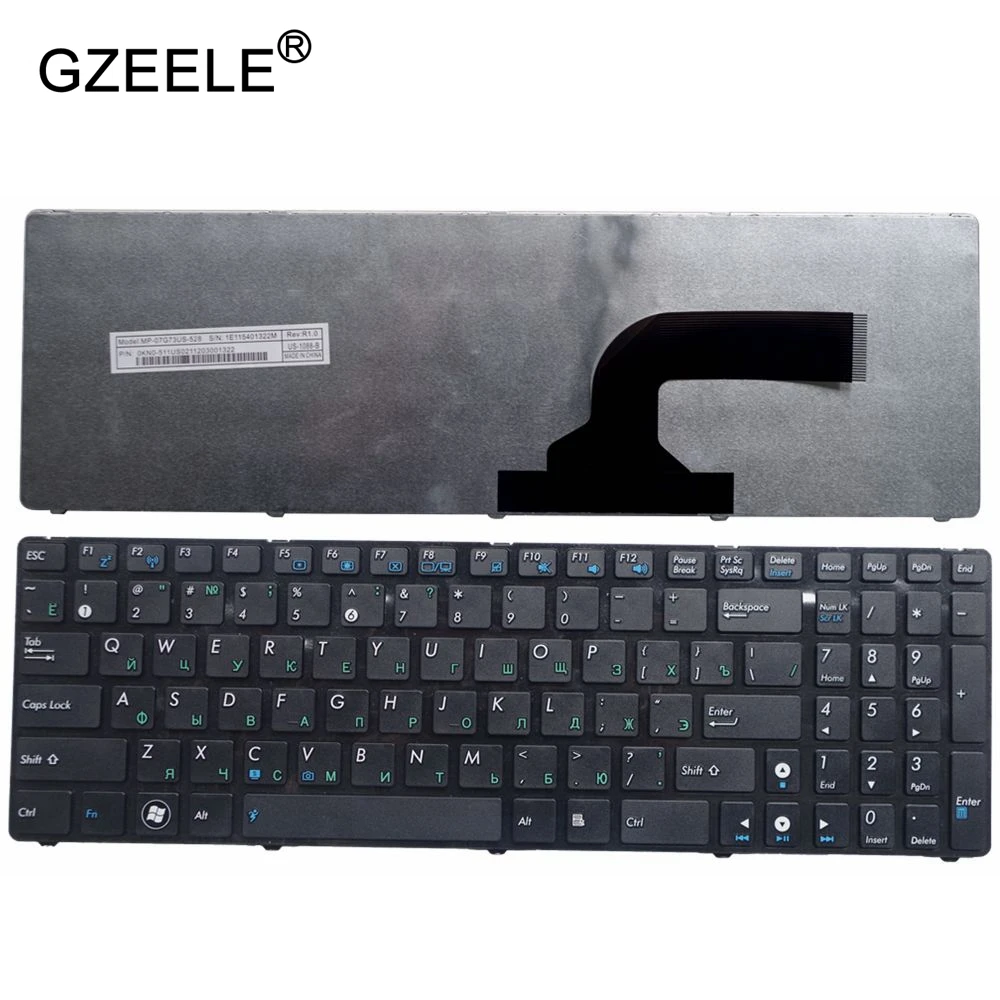 GZEELE RU для ASUS X55A X52 X52F X52J X52N X52JC X52JR X52J X52JU X52DE X55 X55C X55U G72 G73 G72X G73J Клавиатура белый/черный RU - Цвет: Черный