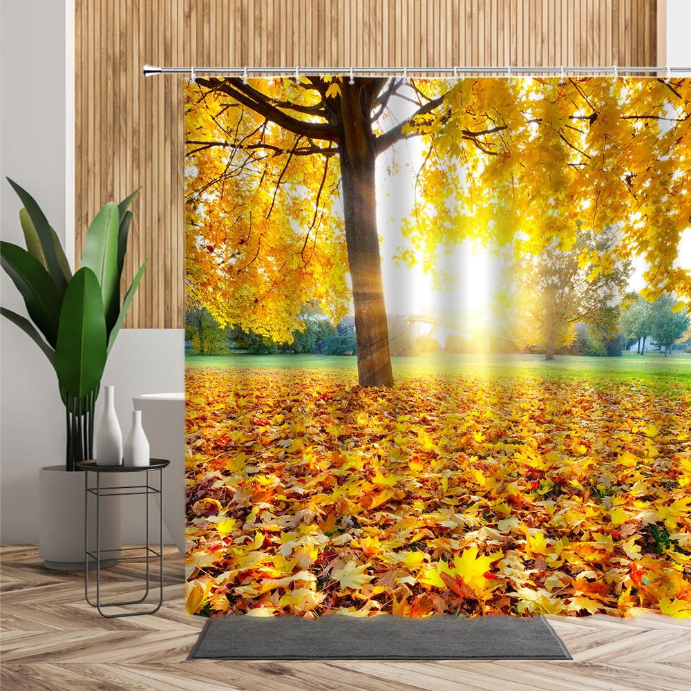 Занавеска для душа с лесным кленовым деревом декоративная Штора ванной комнаты