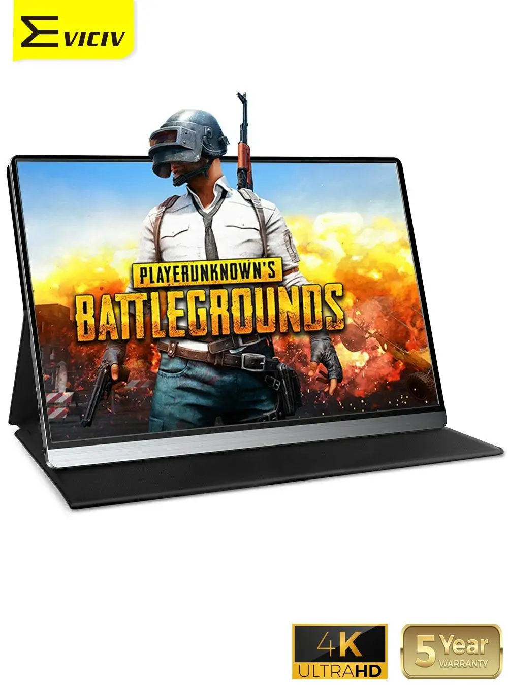 구매 PUBG 휴대용 모니터 4K 화면 15.6 인치 Eviiv Xbox 60Hz FreeSync PS4 스위치, 게임 콘솔 IPS LCD 디스플레이 USB C HDMI 노트북 PC