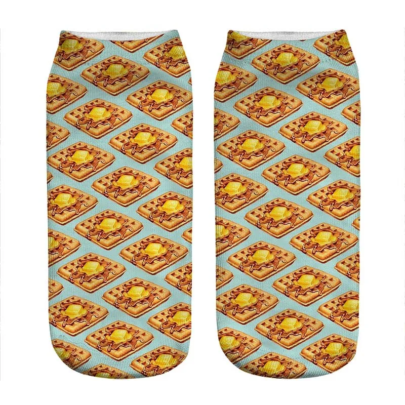 

Women's socks kawaii delicious Waffle pattern Printed Socks Woman harajuku Happy Funny Novelty cute girl gift Socks for women