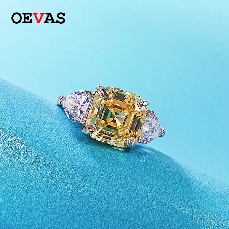 

OEVAS Sparking High Carbon Diamond Party Rings For Women Top Quality 100% 925 Sterling Silver Wedding Engagement Jewelry Gifts