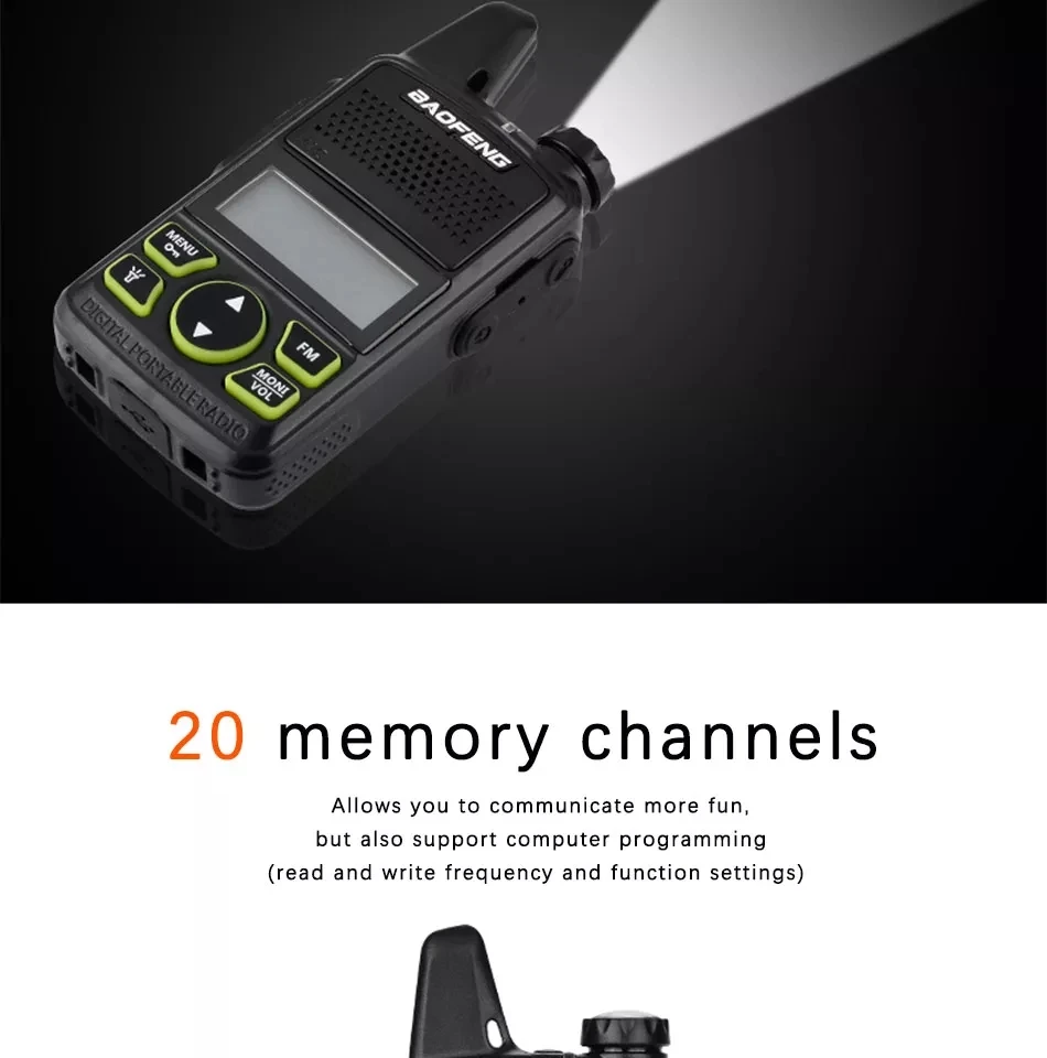 2 шт Baofeng BF-T1Mini иди и болтай Walkie Talkie ультра тонкий CB двухстороннее радио УВЧ 20CH фонарик ручной трансивер портативное Любительское радио